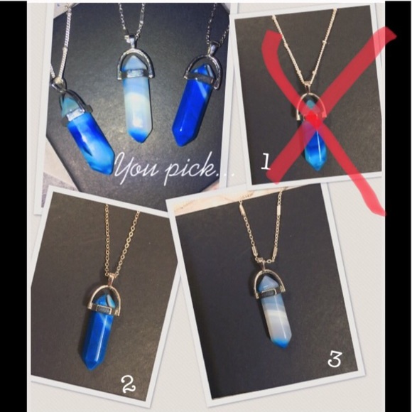 💎 Boho Natural Blue Agate Crystal Necklace - Picture 7 of 8